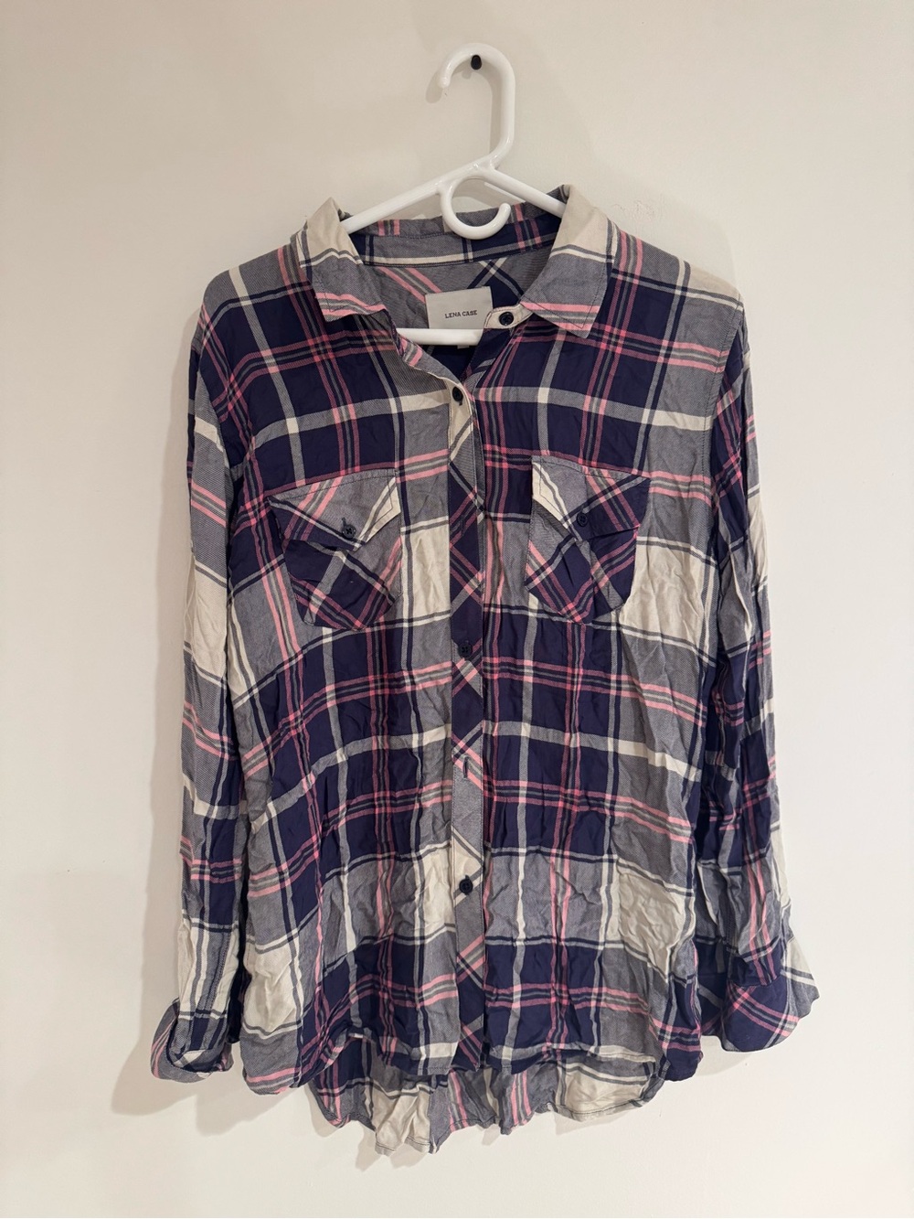 Lena Case Women’s Plaid Button-Down Shirt Size Large